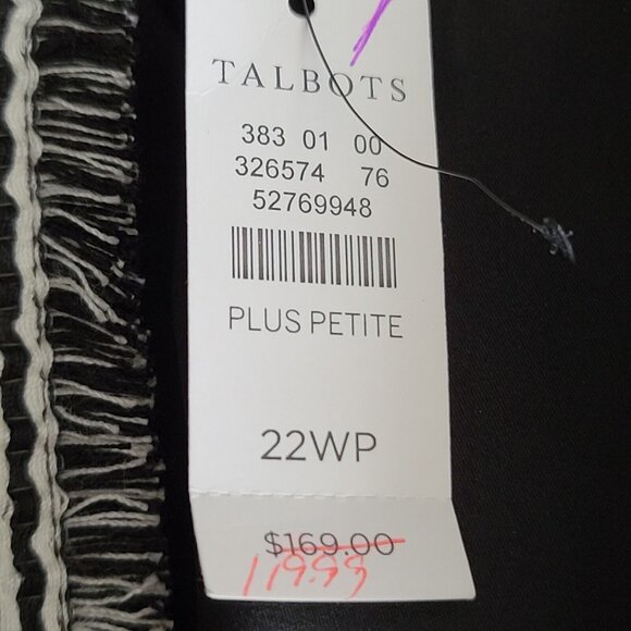 Talbots Plus Petite V Neck Shift Dress 22WP Black Fringe Sleeveless Lined NWT - Picture 10 of 10